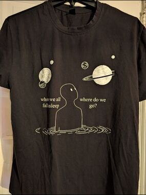 Black Graphic Tee with Space Illustration